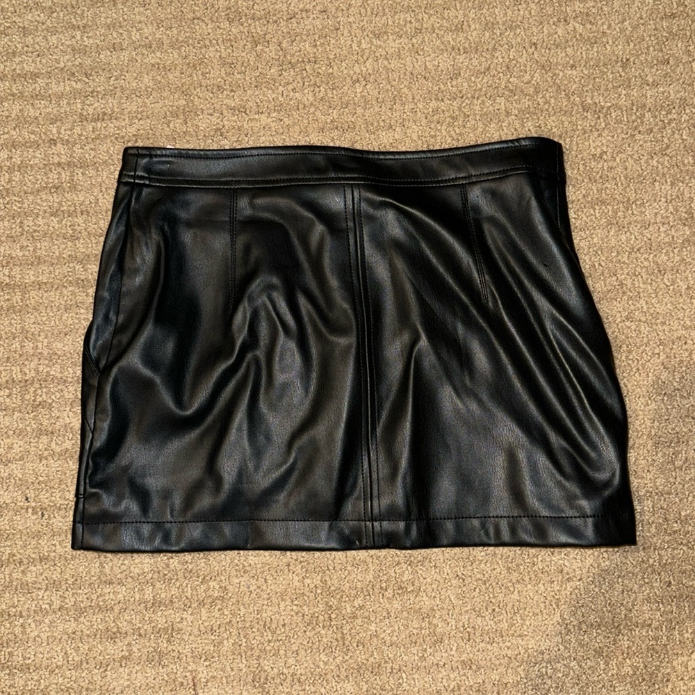 Black Pleather Free People Mini Skirt